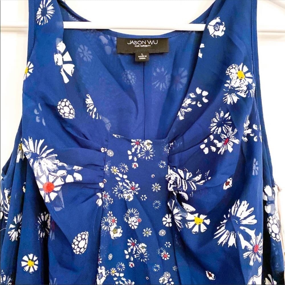 NWT Jason Wu Target Blue Floral A-Line Sleeveless Dress Size Large NO BELT gift