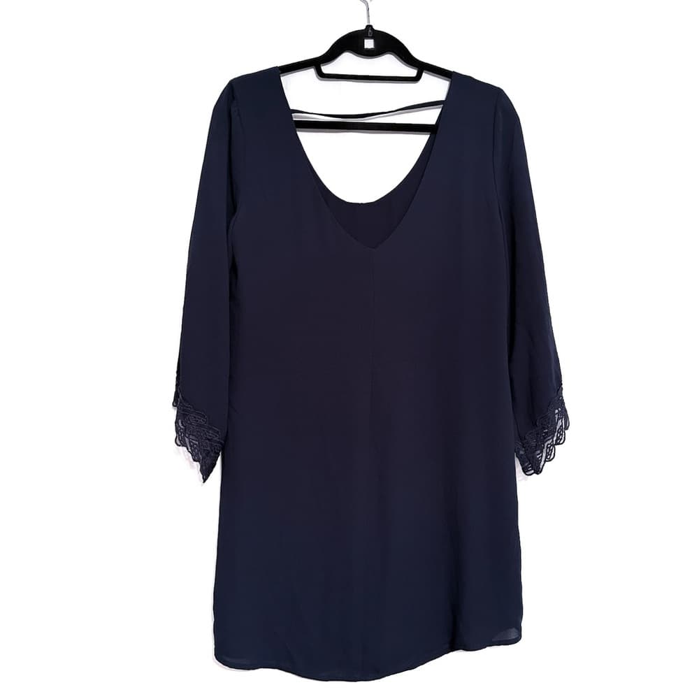 ASTR the Label Navy Blue Lace Detail Panel Flowy Tunic Top Dress Boho Medium - Thumbnail 5