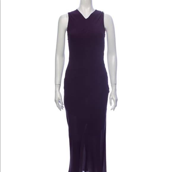 NWT JIL SANDER Runway Deep Plum Silk Chiffon Drape Neck Dress Y2K GR 36 / US 4 - Thumbnail 12