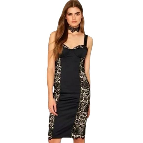 NWOT Nasty Gal Collection Dark Habits Overlay Nude Illusion Lace Size X-Small - Thumbnail 13