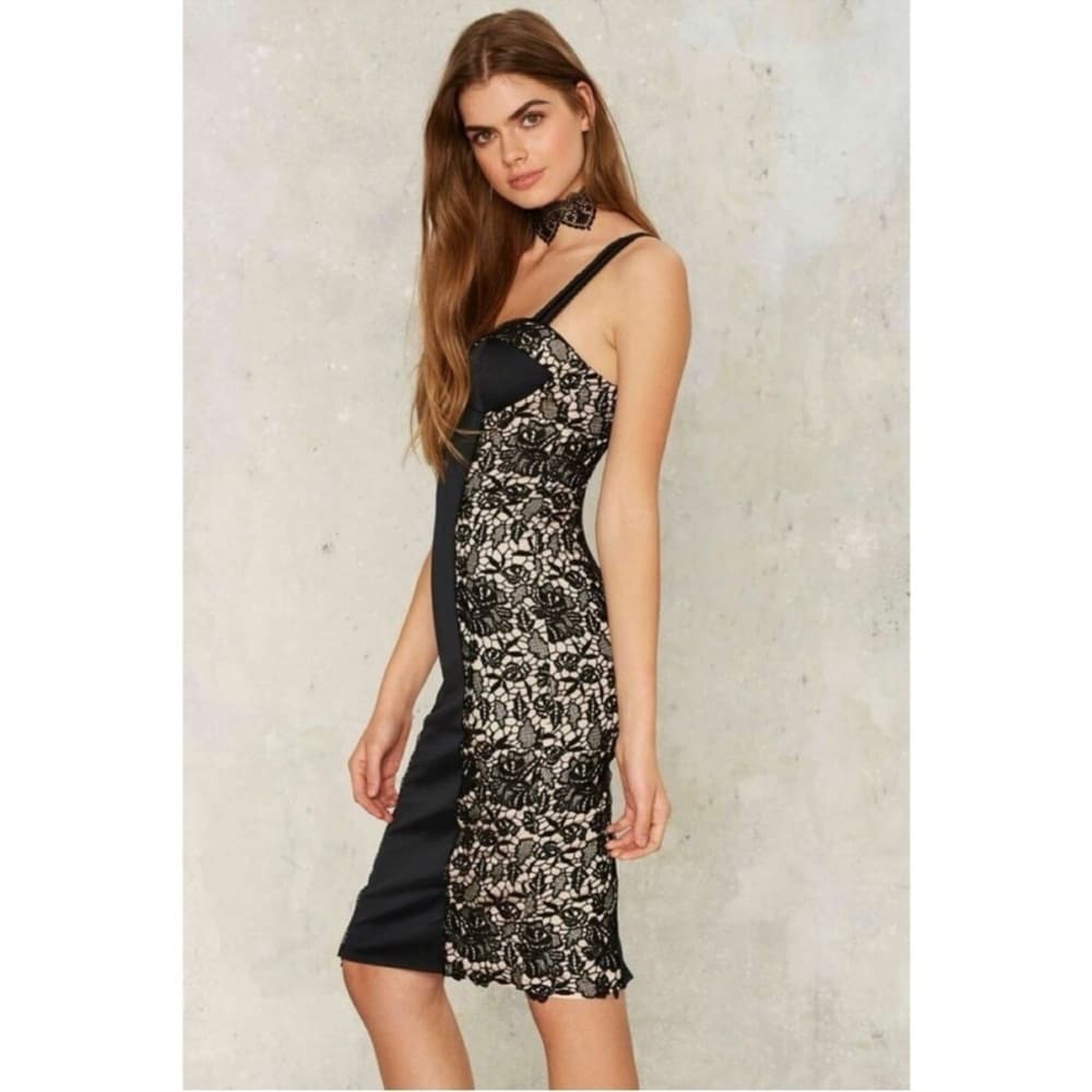 NWOT Nasty Gal Collection Dark Habits Overlay Nude Illusion Lace Size X-Small - Thumbnail 4