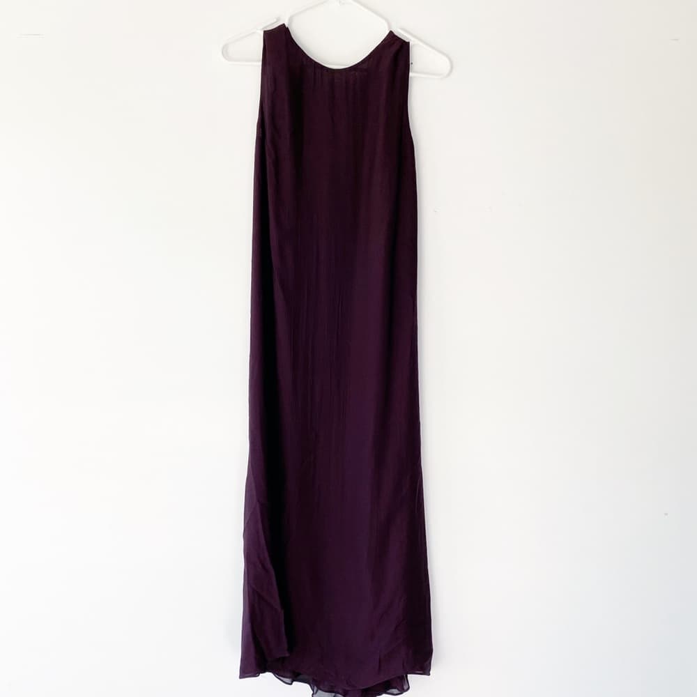 NWT JIL SANDER Runway Deep Plum Silk Chiffon Drape Neck Dress Y2K GR 36 / US 4 - Thumbnail 6