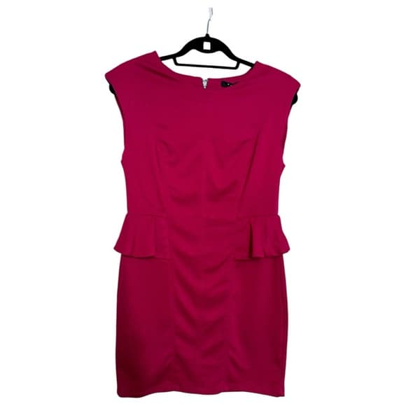 NEW Forever 21 Pink Half Side Peplum Dress Size Large Office Barbie Business - Thumbnail 8