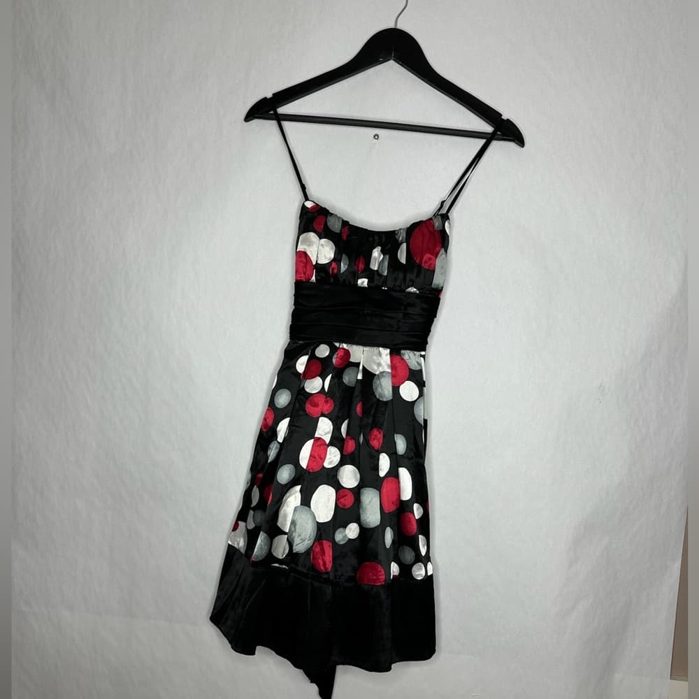 Trixxi Polka Dot Print Dress Black Tie-Back Dress Y2K Vintage Size 3 Juniors