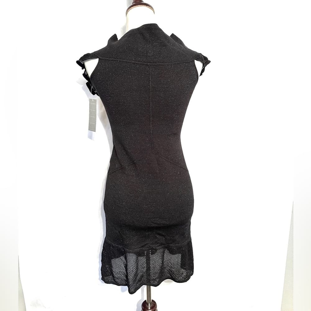 NWT Zac Posen for Target Black Bodycon Metallic Knit Dress Size Medium - Thumbnail 4