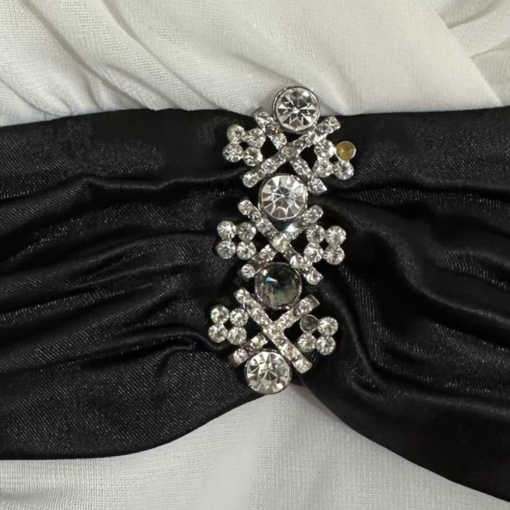 Deb Black White Halter Mini Dress Rhinestone Clubwear Cocktail Party Y2K Medium - Thumbnail 5