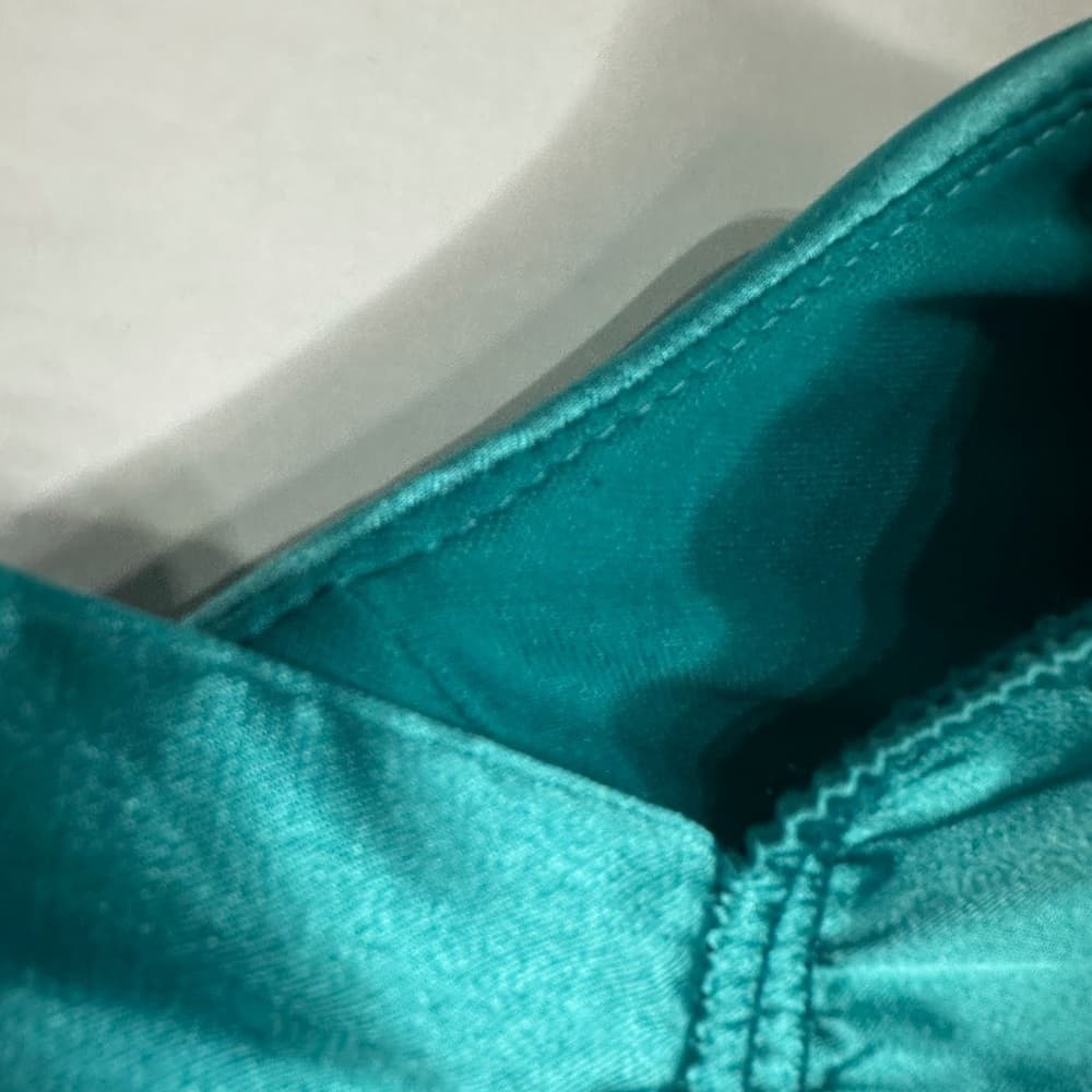 Trixxi Black & Teal Satin Bodycon Dress Y2K Beaded Cocktail Size 5 Juniors - Thumbnail 4