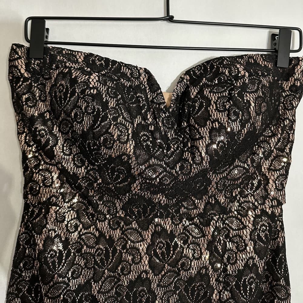 Bisou Bisou Black Lace Strapless Bodycon Dress Y2K Size 6 Party Cocktail - Thumbnail 3