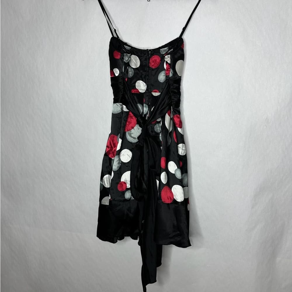 Trixxi Polka Dot Print Dress Black Tie-Back Dress Y2K Vintage Size 3 Juniors - Thumbnail 5