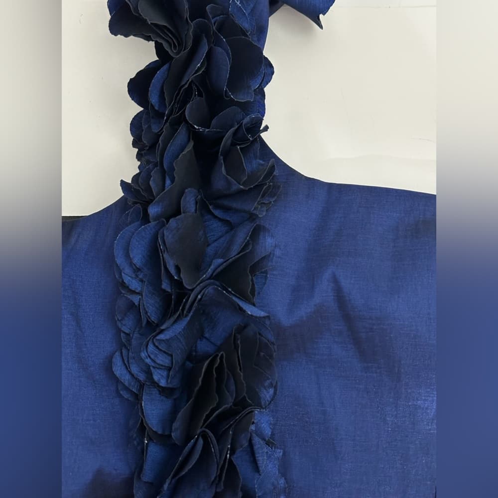 Snap Blue One Shoulder Floral Detail Structured Cocktail Dress Medium SEE NOTES - Thumbnail 5