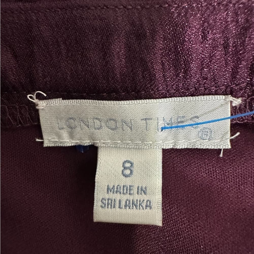 London Times Purple Tiered Dress Women’s Size 8 Sleeveless Cocktail Party - Thumbnail 5