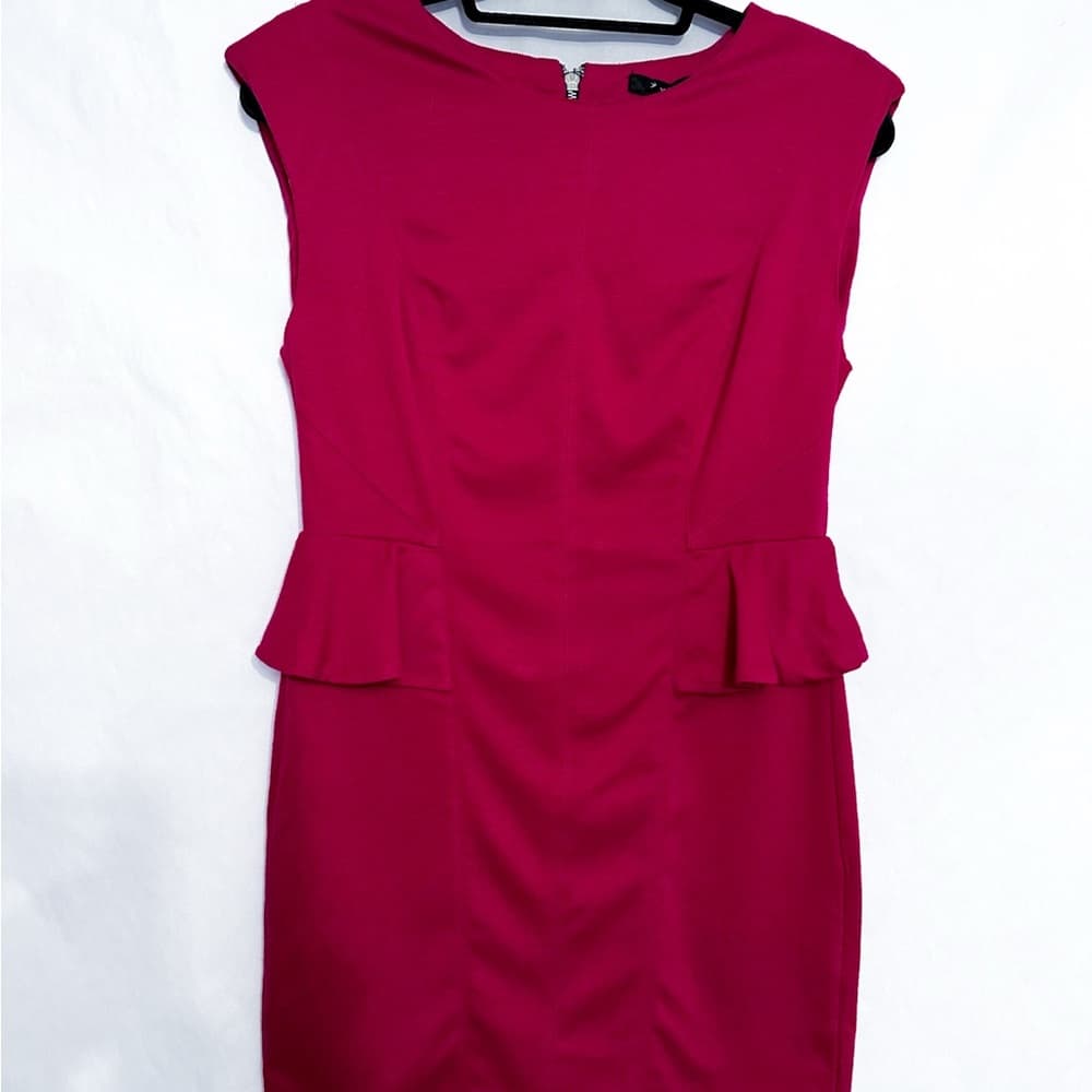 NEW Forever 21 Pink Half Side Peplum Dress Size Large Office Barbie Business