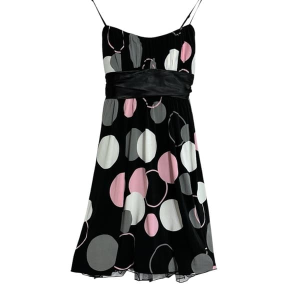 Ruby Rox Black Pink White Gray Polka Dot Tulle Hem Dress Vintage Y2K Size Small - Thumbnail 8