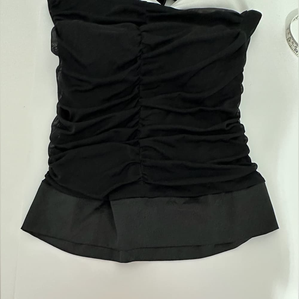 Deb Black White Halter Mini Dress Rhinestone Clubwear Cocktail Party Y2K Medium - Thumbnail 4