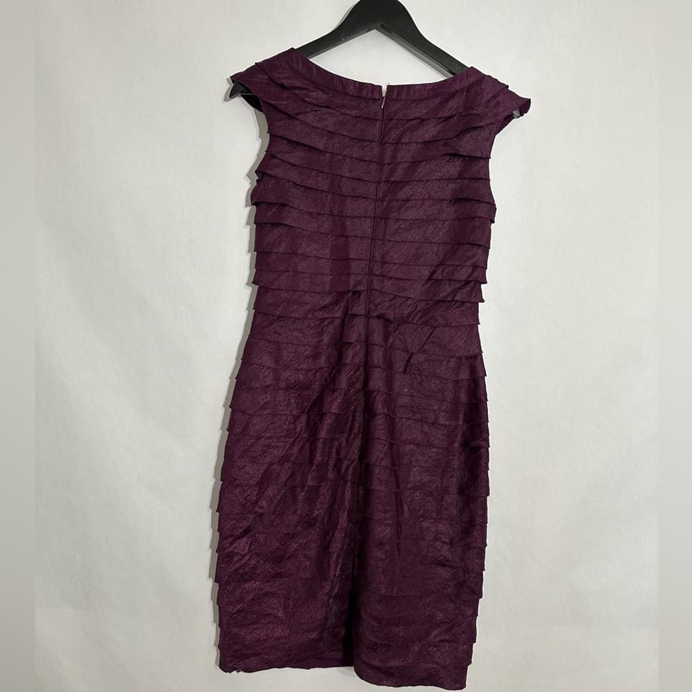 London Times Purple Tiered Dress Women’s Size 8 Sleeveless Cocktail Party - Thumbnail 4
