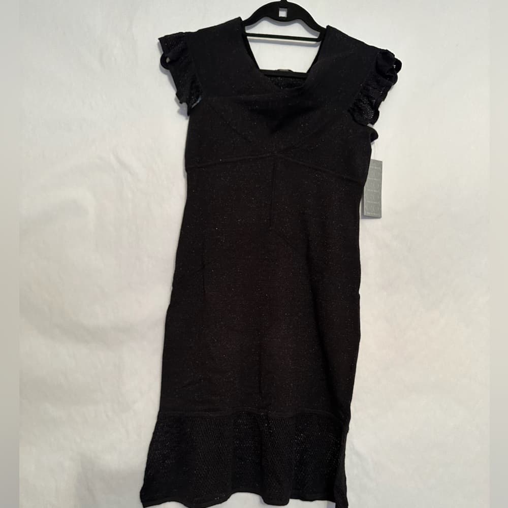 NWT Zac Posen for Target Black Bodycon Metallic Knit Dress Size Medium - Thumbnail 10