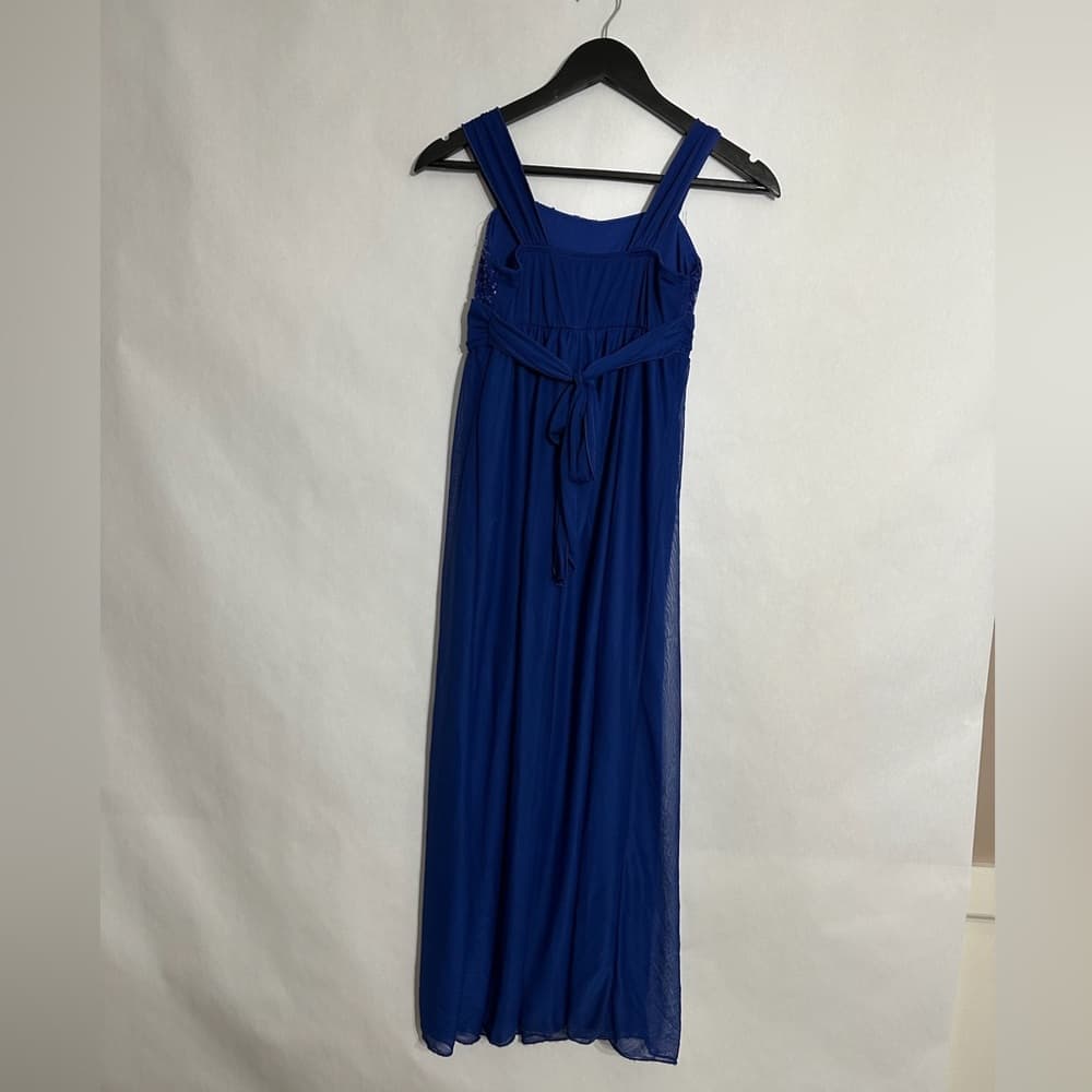 Amy’s Closet Blue Sequin Gown Rhinestone Belted Dress Vintage Y2K Size 12 Prom - Thumbnail 3