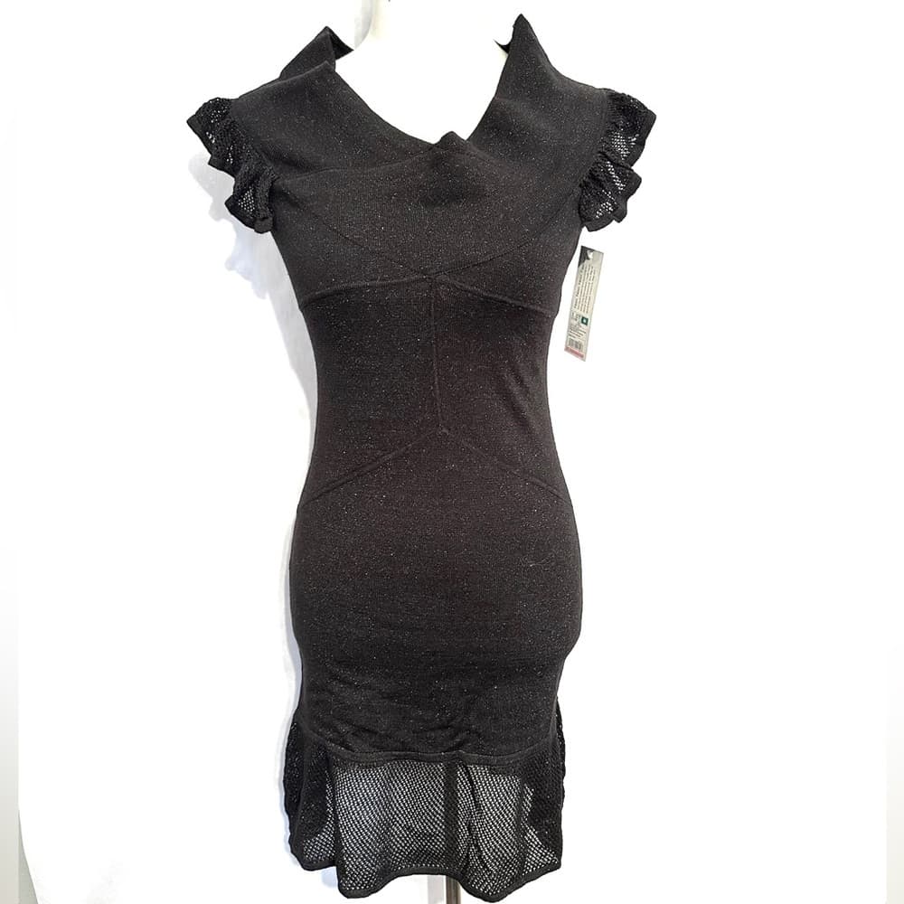 NWT Zac Posen for Target Black Bodycon Metallic Knit Dress Size Medium - Thumbnail 2