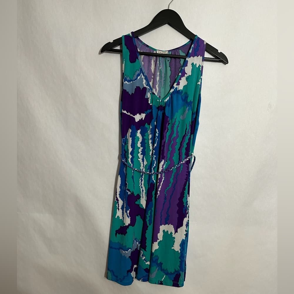 Walter Watercolor Abstract Print Sleeveless Dress Size Medium Resortwear - Thumbnail 6
