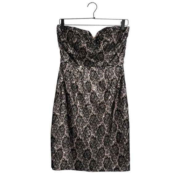 Bisou Bisou Black Lace Strapless Bodycon Dress Y2K Size 6 Party Cocktail - Thumbnail 9