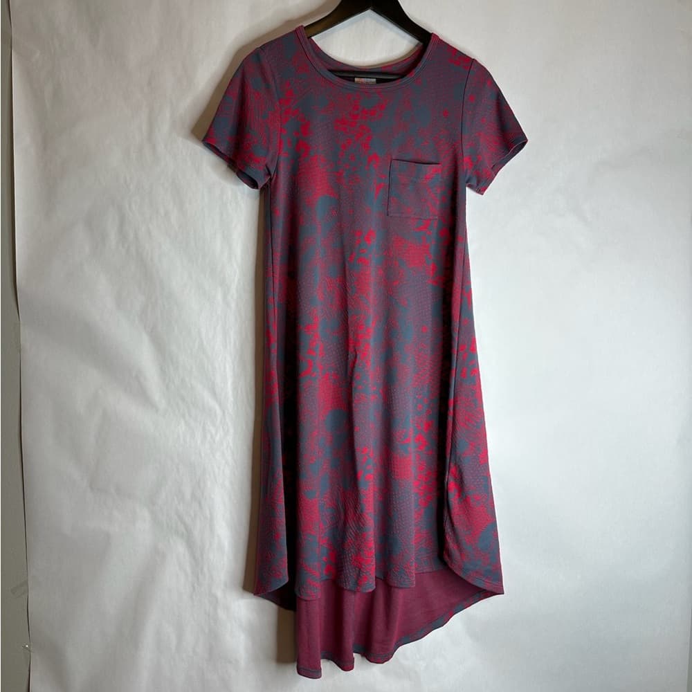 LuLaRoe Carly Dress High-Low T-Shirt Dress Abstract Print Size X-Small