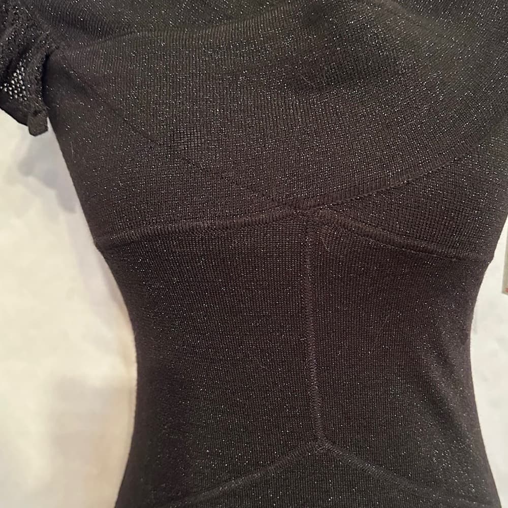 NWT Zac Posen for Target Black Bodycon Metallic Knit Dress Size Medium - Thumbnail 3