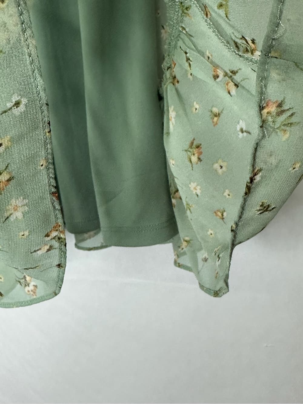 Altar’d State Light Sage Green Ditsy Floral Cottagecore Mini Dress Small - Thumbnail 4