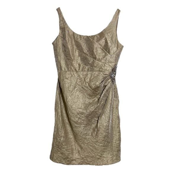 Jessica Howard Champagne Gold Sleeveless Cocktail Dress Bead Accent Y2K Size 10 - Thumbnail 11