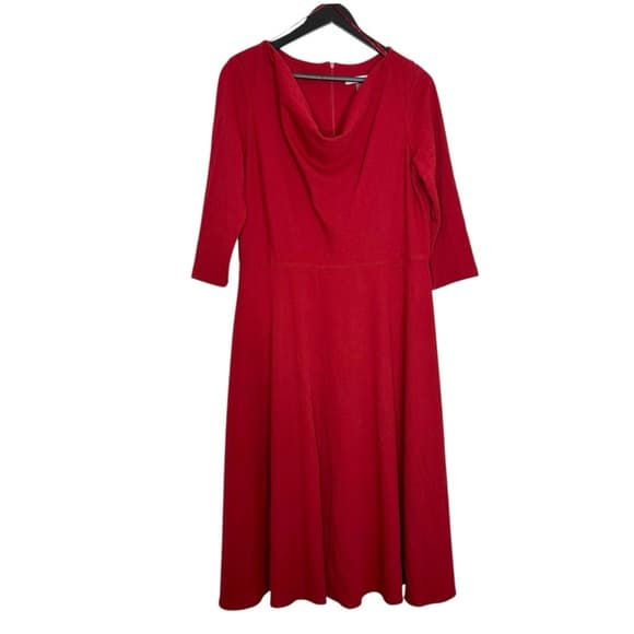 NWT Danny & Nicole Paprika Red Draped Neck Fit & Flare Dress Size 16 Occasion - Thumbnail 13