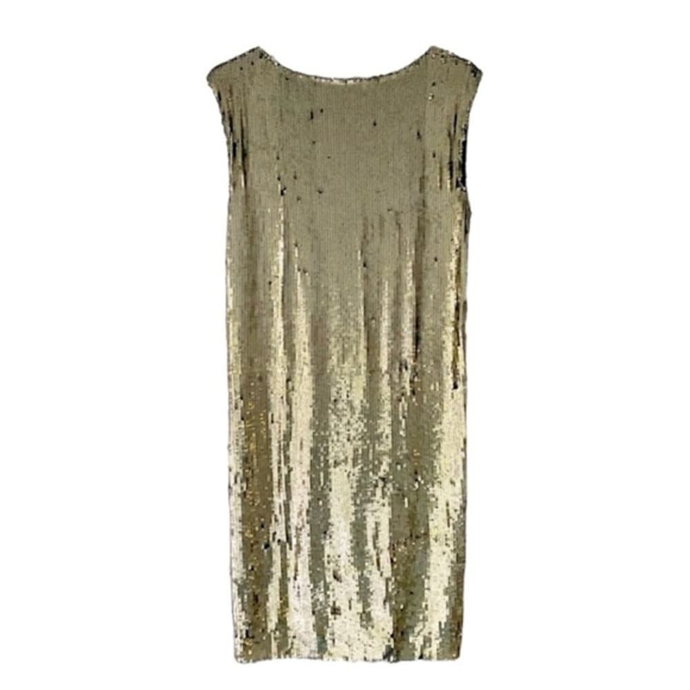 NWT Alice + Olivia Gold Sequin Sleeveless Shift Dress Party Cocktail Y2K Small - Thumbnail 2
