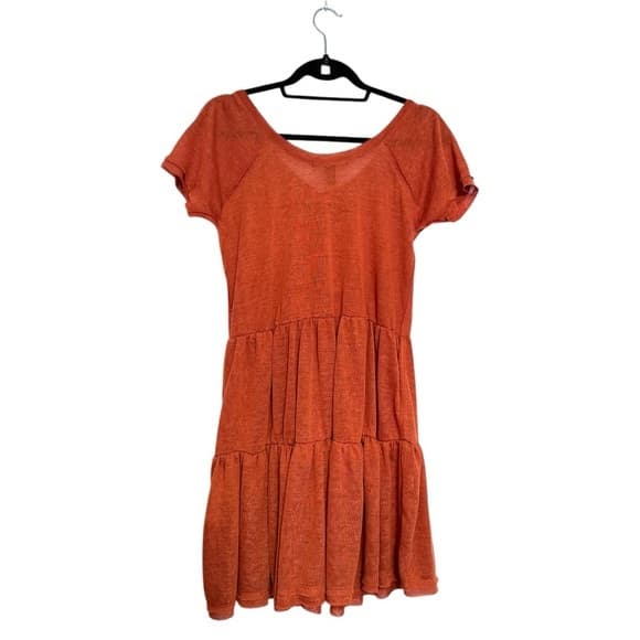 NWT Forever 21 Burnt Orange Tiered Short Sleeved Babydoll Dress Size Large - Thumbnail 9