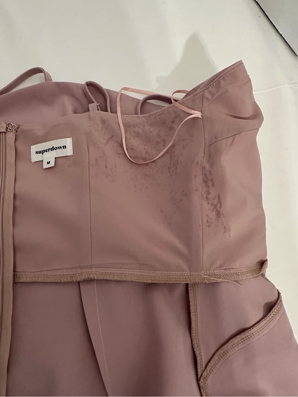 Superdown Blush Pink Mini Dress Structured Bodice Medium Quiet Luxury SEE NOTES - Thumbnail 2