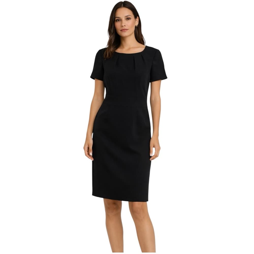 NWT Basler Black Pleated Neck Sheath Dress Classic Career GR 36 US 6 See Chart
