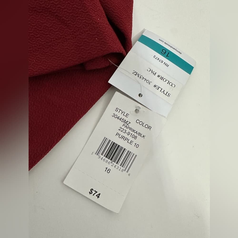 NWT Danny & Nicole Paprika Red Draped Neck Fit & Flare Dress Size 16 Occasion - Thumbnail 6