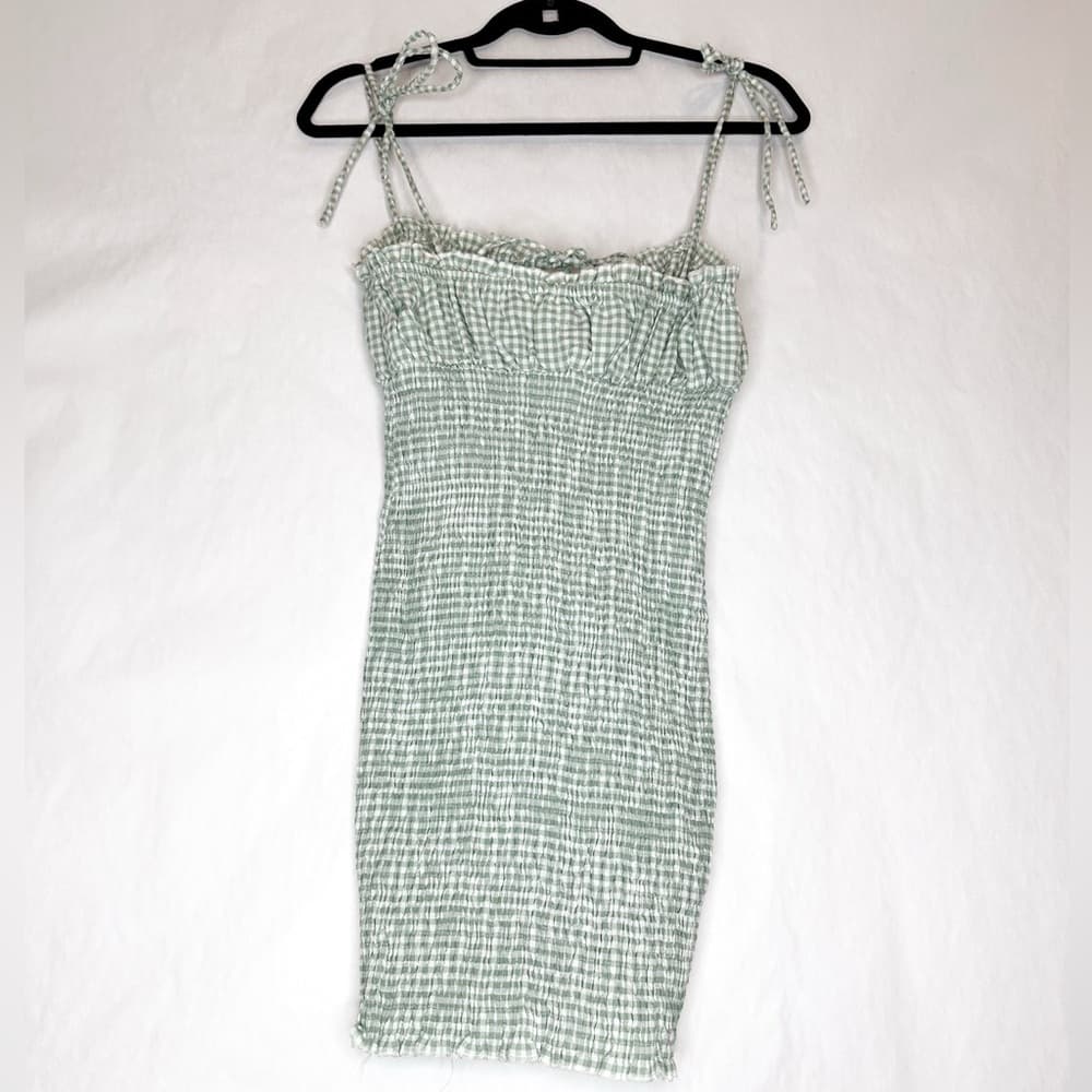 Princess Polly Korina Mini Dress in Gingham Green White Size US 4 - Thumbnail 10