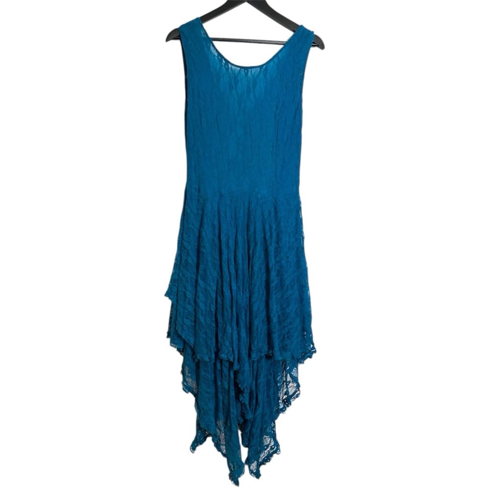 Adore Turquoise Lace Handkerchief Layered Hem Dress Y2K Fairycore Size Large - Thumbnail 8