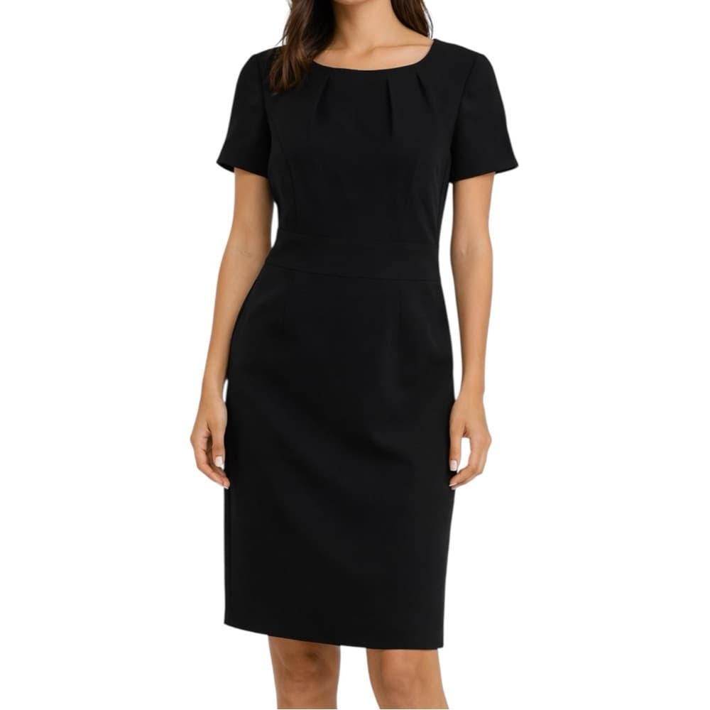 NWT Basler Black Pleated Neck Sheath Dress Classic Career GR 36 US 6 See Chart - Thumbnail 12