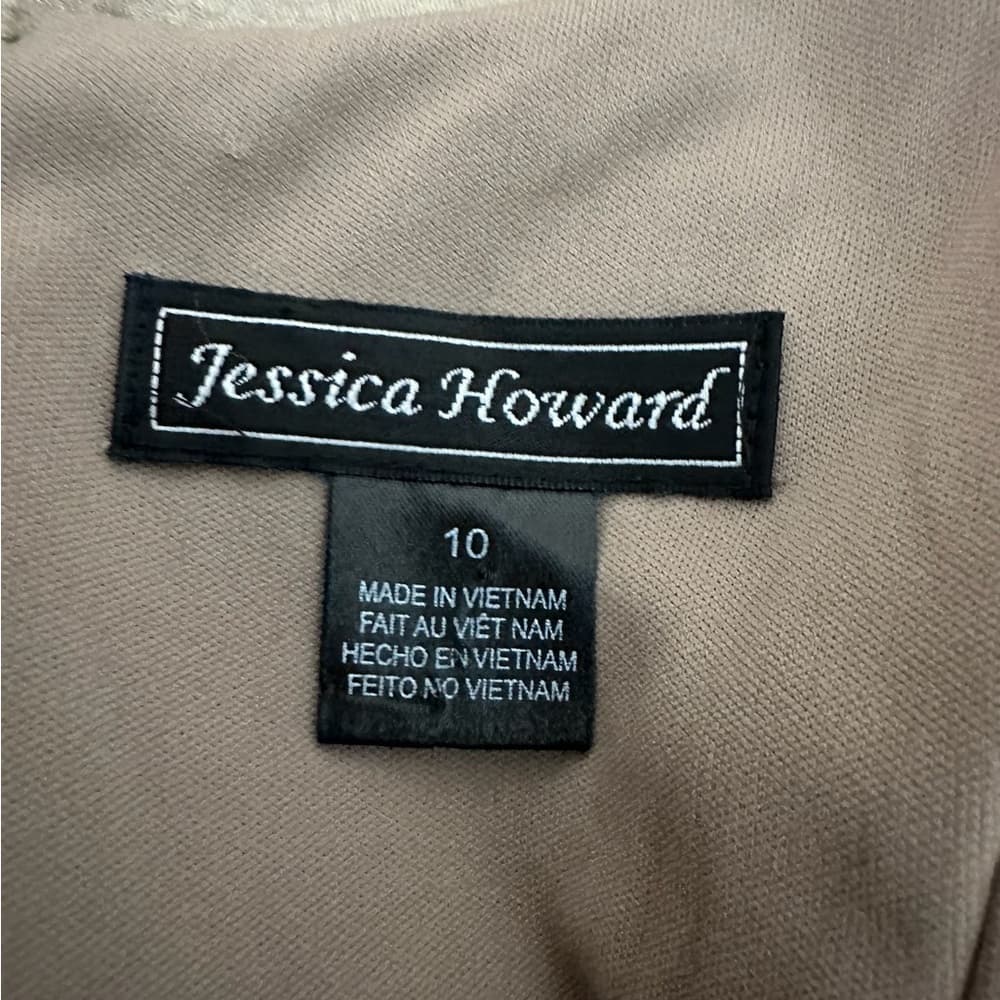 Jessica Howard Champagne Gold Sleeveless Cocktail Dress Bead Accent Y2K Size 10 - Thumbnail 6