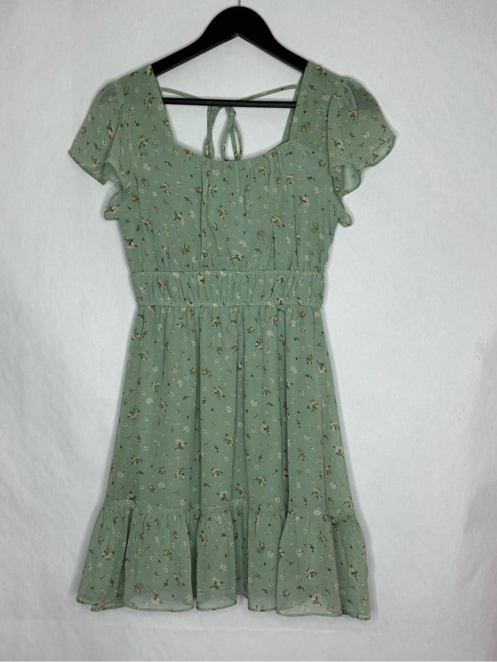 Altar’d State Light Sage Green Ditsy Floral Cottagecore Mini Dress Small - Thumbnail 6