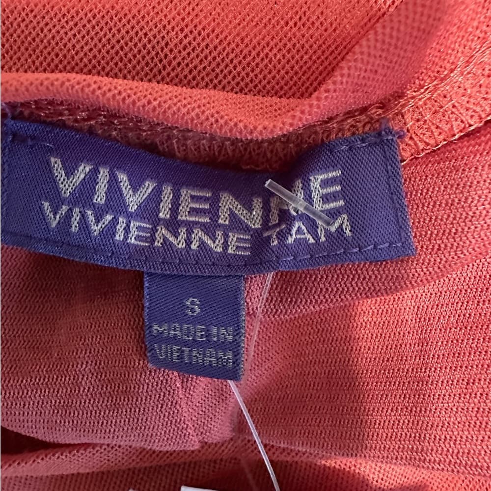 NWT Vivienne Vivienne Tam Burnt Coral Flowy Mesh Asymmetrical Tank Dress Small - Thumbnail 11