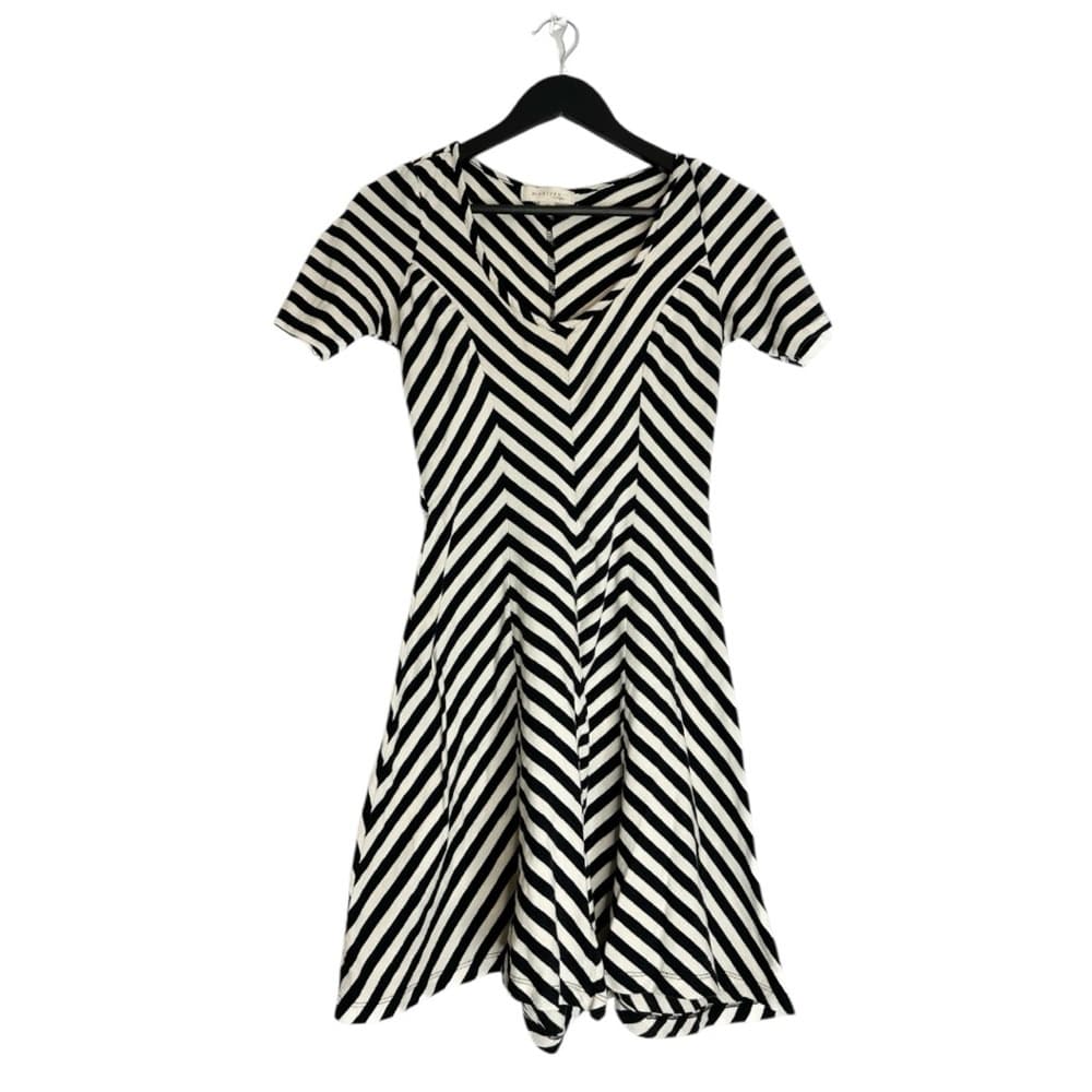 Monteau Los Angeles Stripe Chevron Short Sleeve Flare Mini Dress Size Medium - Thumbnail 10