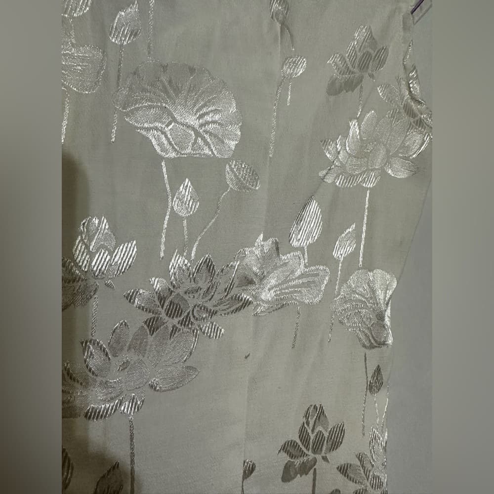 Vintage K.K. Keeling White & Purple Floral Lotus Qipao Cheongsam Dress Medium - Thumbnail 7