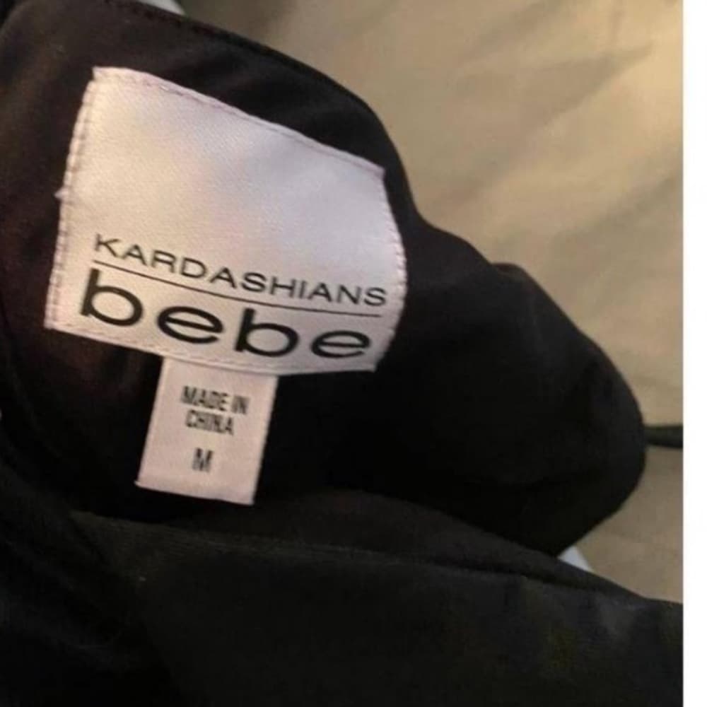 Bebe x Kardashians Black Shiny Metallic Ruched Mini Dress Size M Party Cocktail - Thumbnail 8
