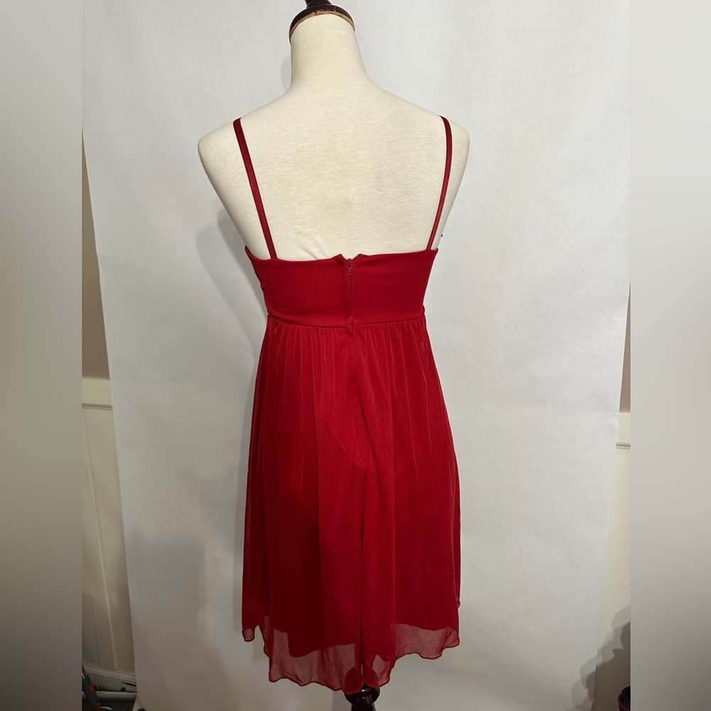 IZ Byer California Red Empire Waist Dress Y2K Vintage Silver Sequin Size Medium - Thumbnail 3