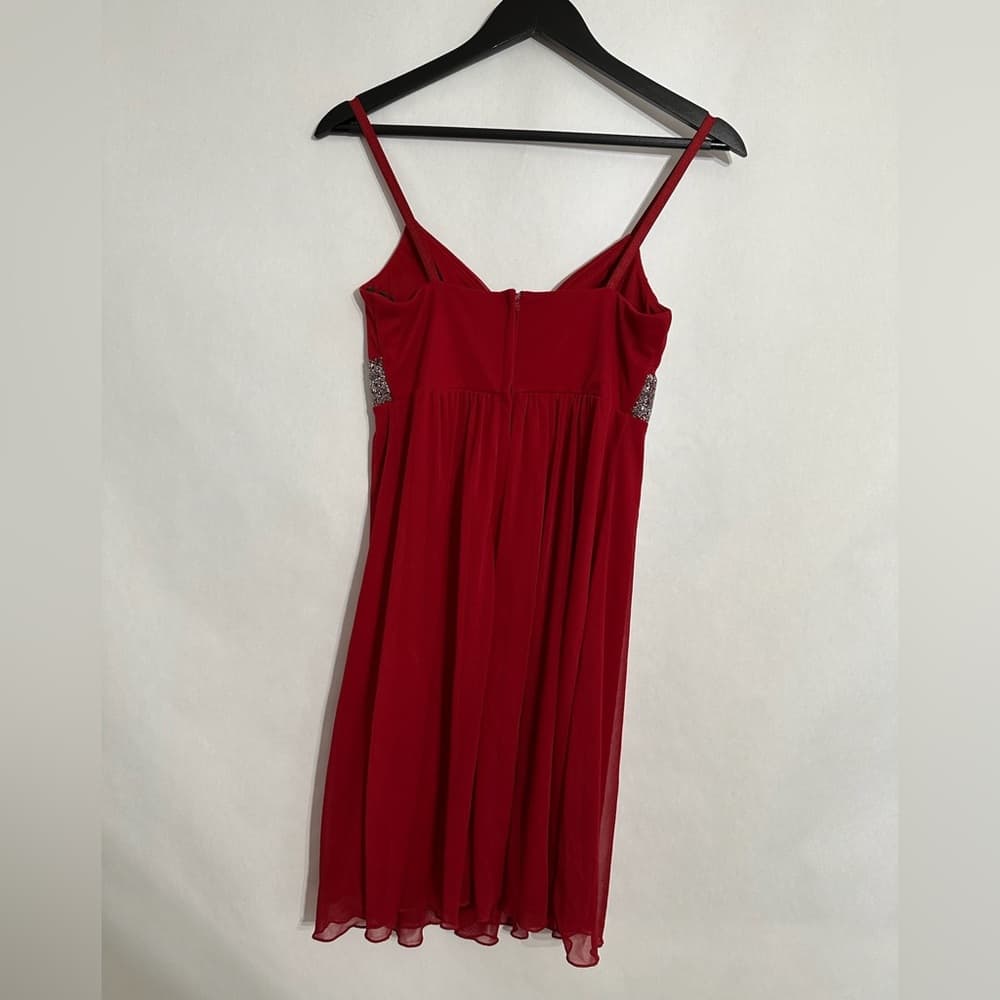 IZ Byer California Red Empire Waist Dress Y2K Vintage Silver Sequin Size Medium - Thumbnail 8