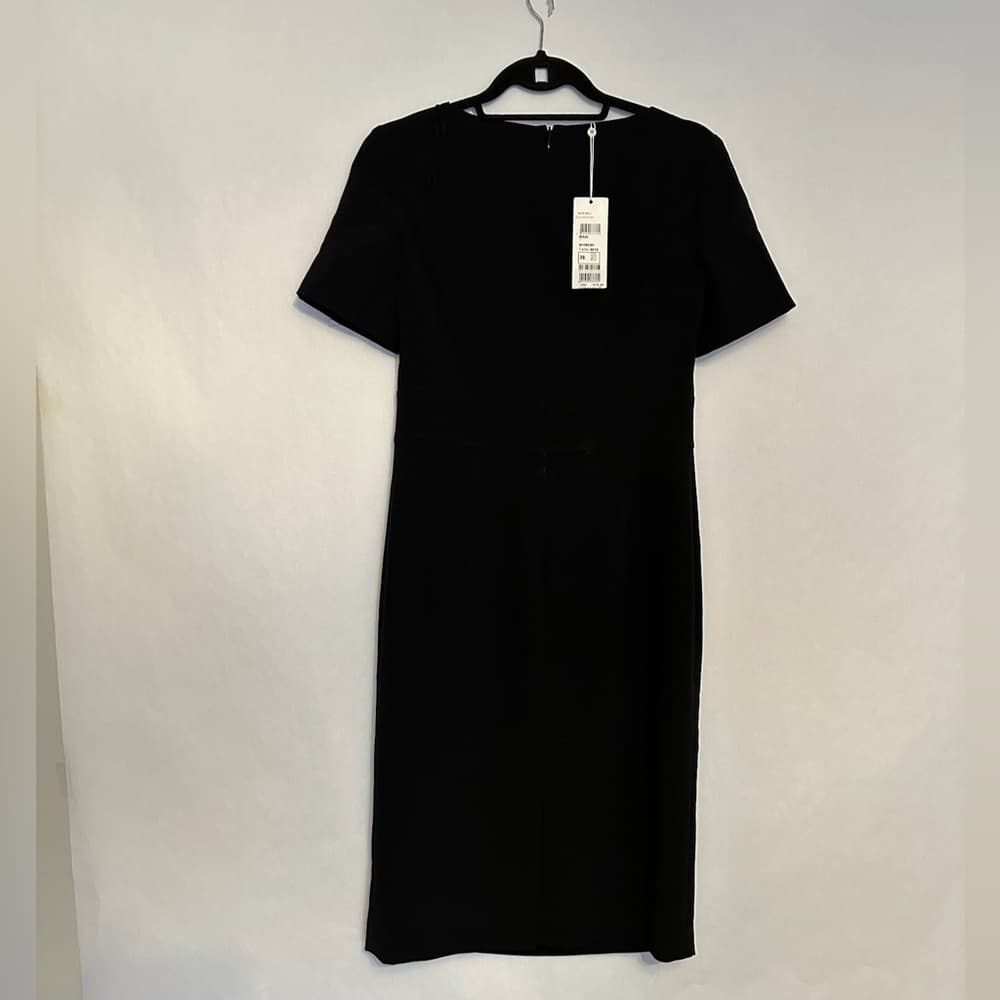 NWT Basler Black Pleated Neck Sheath Dress Classic Career GR 36 US 6 See Chart - Thumbnail 4