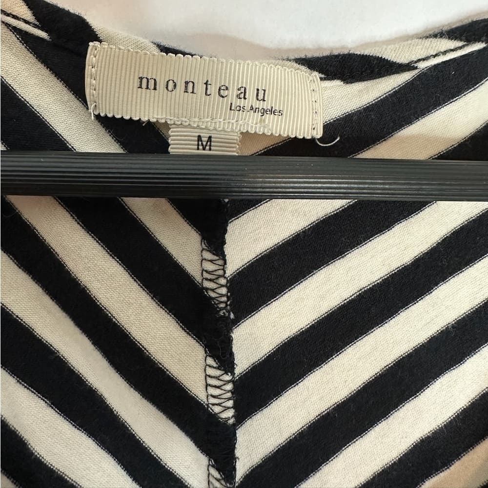 Monteau Los Angeles Stripe Chevron Short Sleeve Flare Mini Dress Size Medium - Thumbnail 4