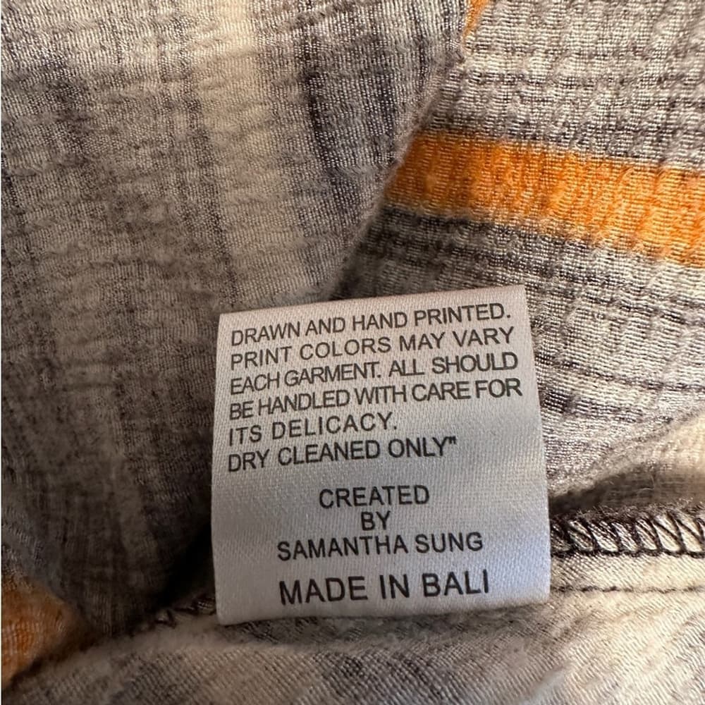SAMANTHA SUNG Wool Blend Plaid Dress Hand Printed Brown Orange Size 4 Luxury - Thumbnail 6