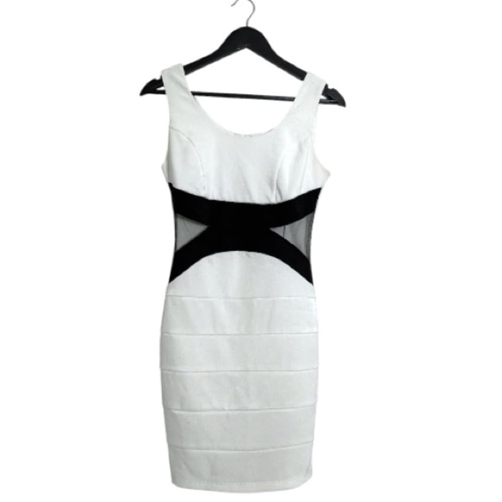 Ruby Rox White & Black Mesh See Through Bandage Dress Bodycon Y2K Small SEE NOTE - Thumbnail 9