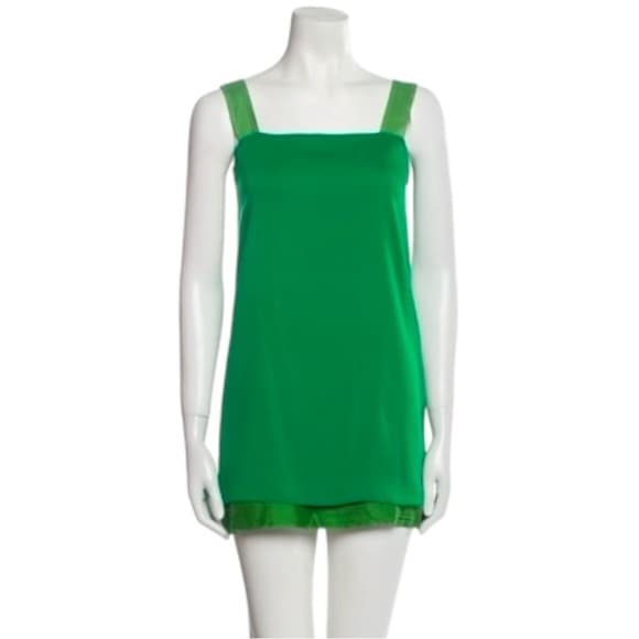 Alice + Olivia Green Tank Silk Mini Dress / Top Size Medium | Vintage Y2K - Thumbnail 13